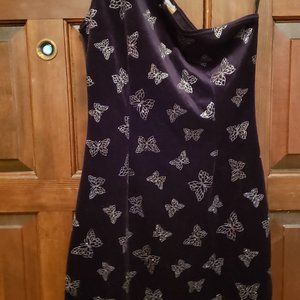 Sz. medium Station Wagon 1-shoulder velveteen cocktail dress; mini; pre-owned